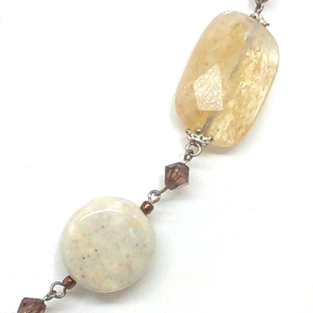 PREMIER DESIGNS Necklace SAND DUNE Pendant Neutral Quartz Stone Removable Pendan